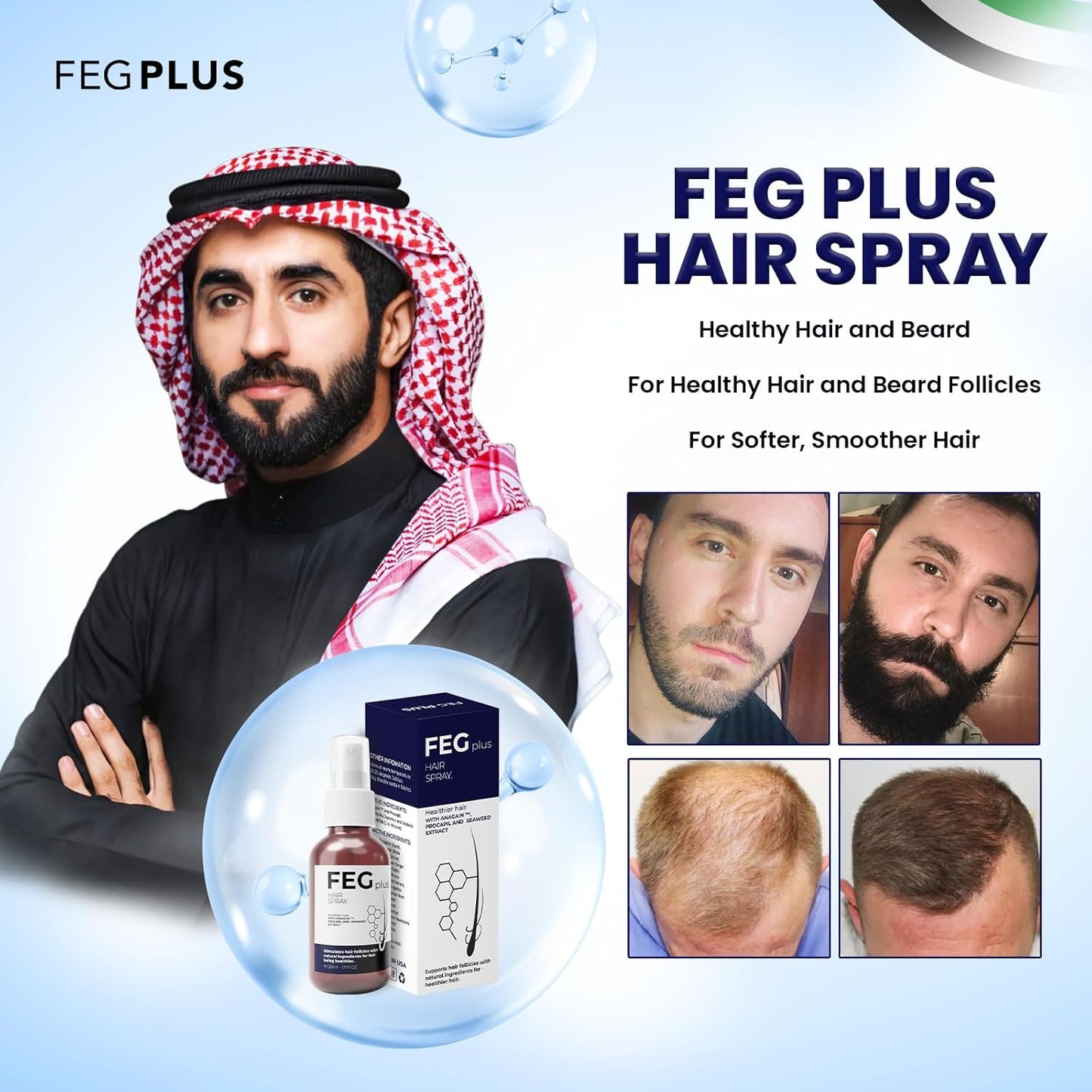 FEG Plus Hair Growth Spray for Head and Beard
